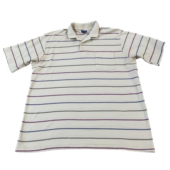Pendleton Country Traditionals Polo Golf Shirt Men's Size XL White Striped - Picture 1 of 5